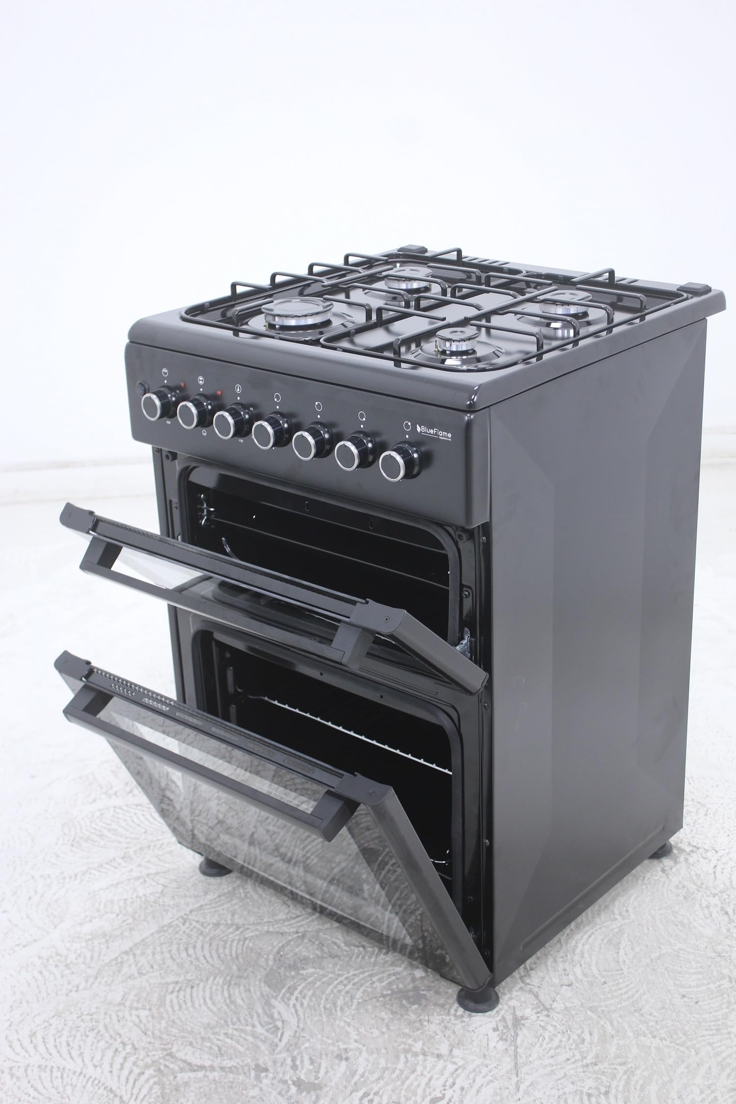 BlueFlame DG6403XBZB 60 cm Freestanding Dual Fuel Cooker With Double Cavity Oven - Black — view 6