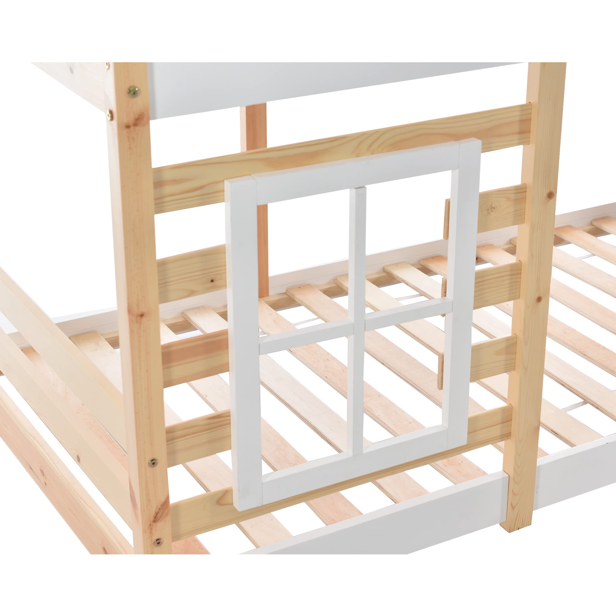 Letto a castello (90 x 200 cm) con finestra e scale, senza materasso