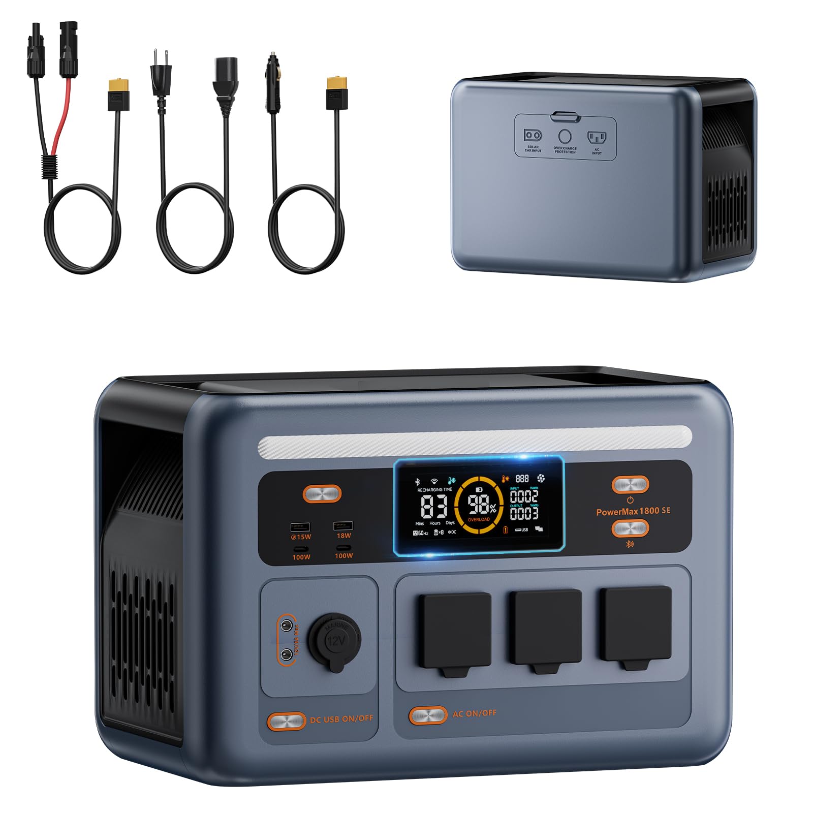 OSCAL 1800SE Centrale Elettrica Portatile, Generatore Solare 1800W (Picco 3600W), Batteria LiFePO₄ da 1024Wh, Ricarica Rapida in 1h, UPS <10ms, Controllo App, Ideale per Campeggio e Blackout