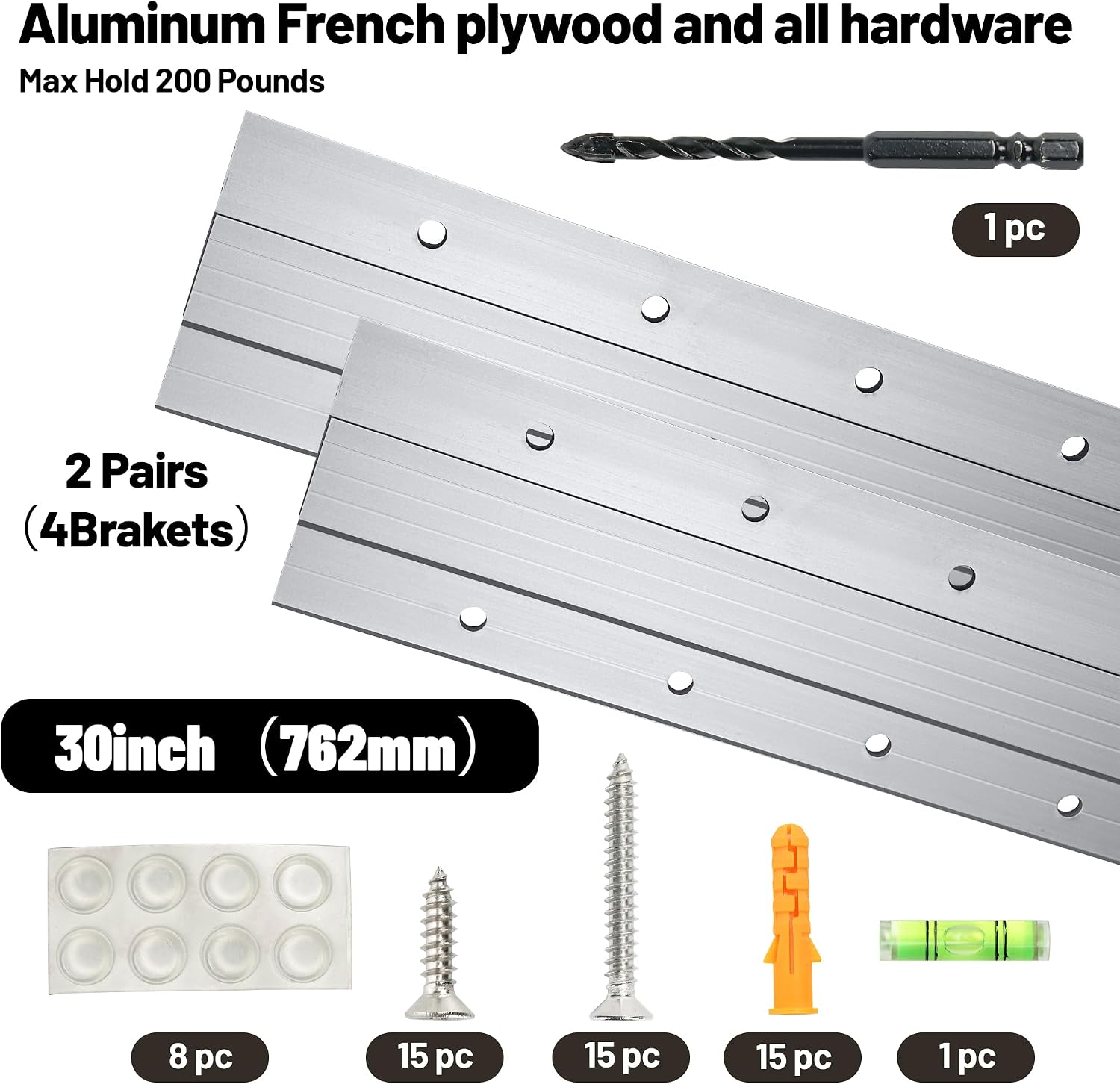 French Cleat Wall Hanger 30 Inch, Heavy Duty Z Bar Mount 200 lbs, Smart Alignment Design, Mounting Hardware for Mirrors, Cabinets, Shelves & Headboards