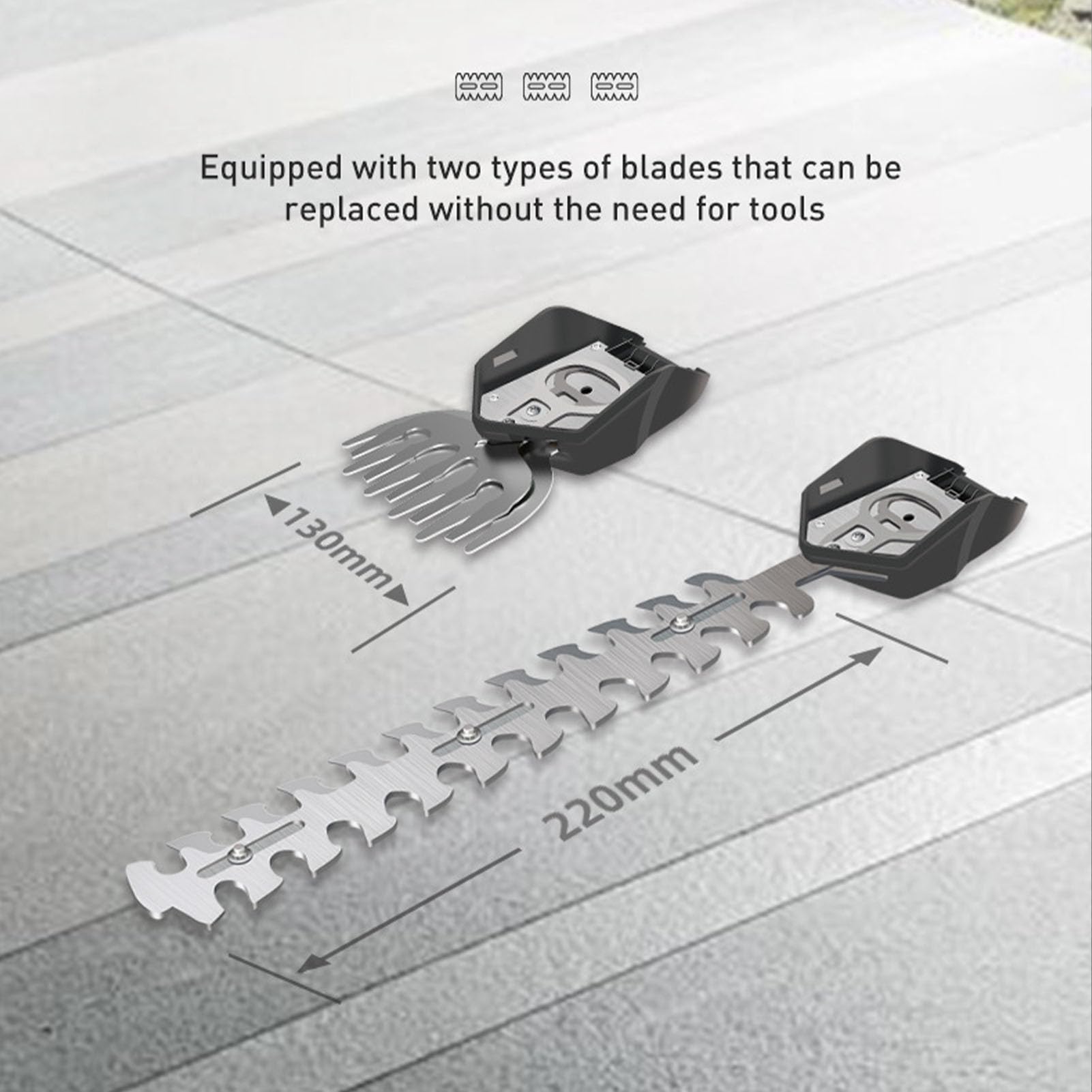 Cuchillas Intercambiables de 130 mm y 220 mm - Kit de Cortasetos y cortacésped inalámbrico - Herramienta de Recorte Manual con batería de 21 V 1500 mAh con Cargador - Motor de