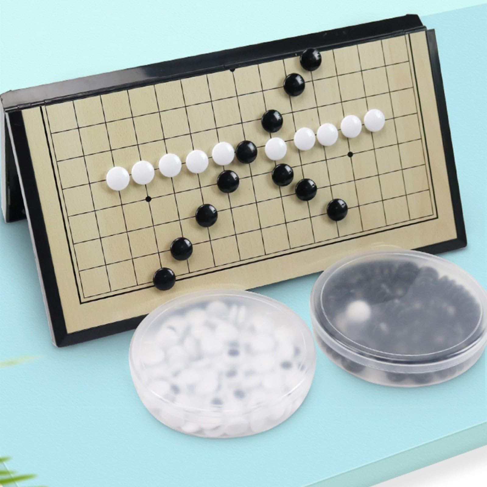 Set di gioco magnetico Go, set da gioco Go con due scatole di conservazione, pieghevole, in plastica convessa singola, per intrattenimento e tempo libero (Giallo+Nero,C)