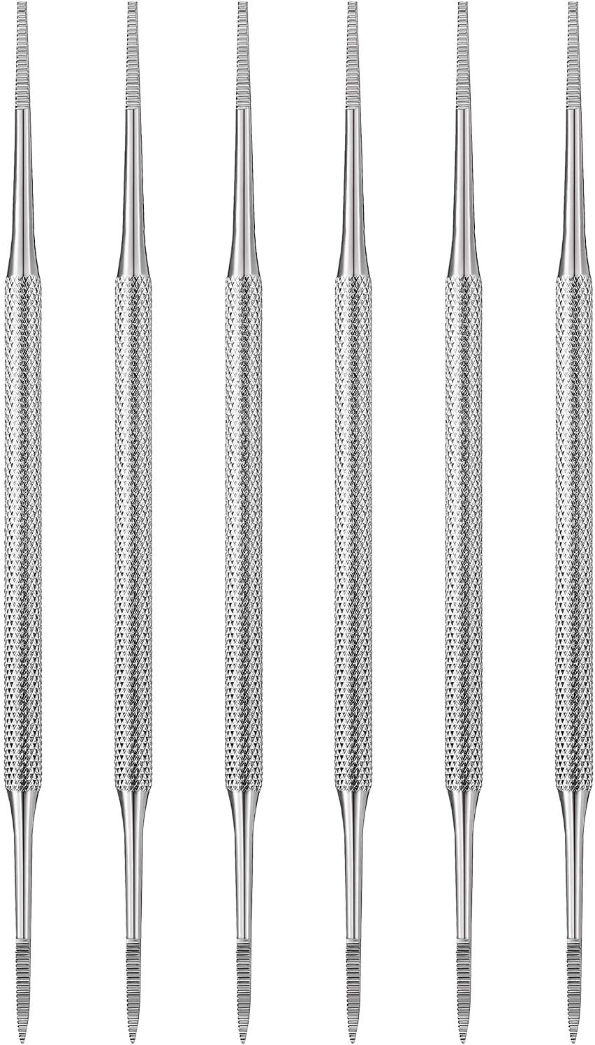 Mudder 6 Pack Ingrown Toenail Files Double Sided Toenail Lifters One Side Flat and One Side Curved Stainless Steel Manicure Treatment Removal Pedicure Tools for Feet Under Nail Cleaner