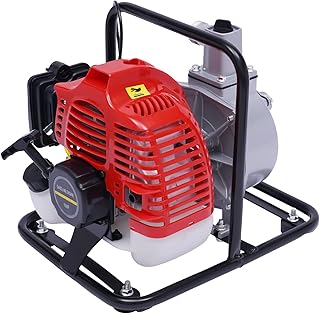 Gasoline Engine Water Pump, 1-inch, 2HP 35 GPM, 98ft Lift, 20ft Suction, 43CC 2-Stroke Gas Powered Water Transfer Pump