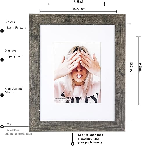 Vista 24 de Scholartree - Marco de fotos rústico de madera para mesa o montaje en pared. Beige,Negro,Marrón,Gris,2-Blanco,Azul,Marrón claro,Marrón