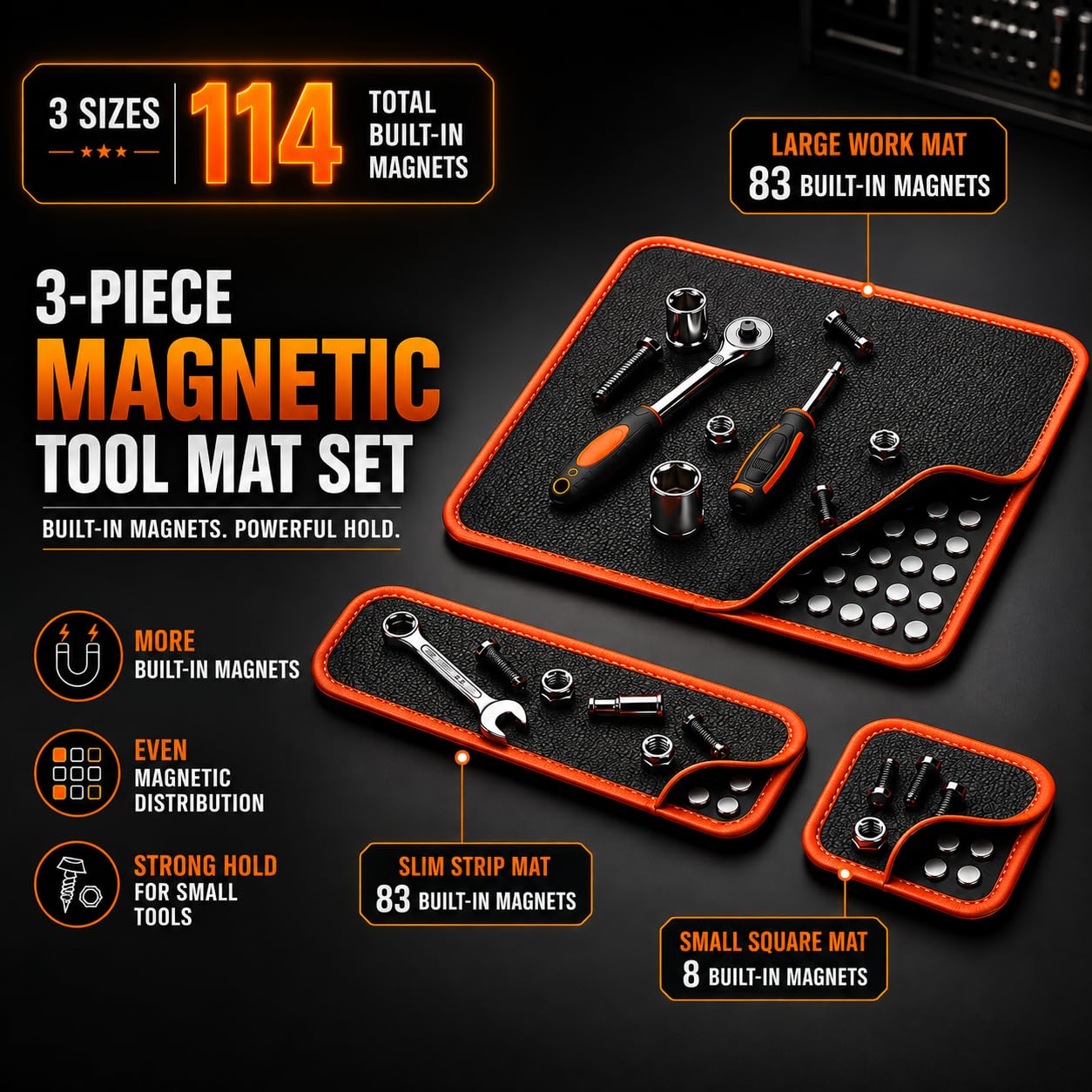 3-Pack Magnetic Tool Mat, 2 Telescoping Mirrors(2.0in & 1.20in) — Amazon image 3