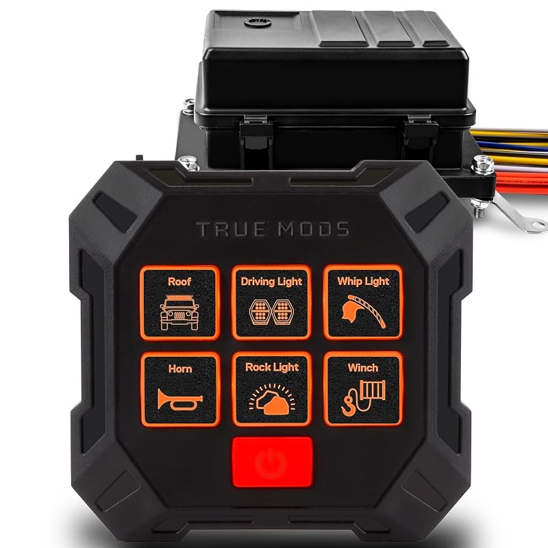 Painel de interruptores sem fio True MODS 12 V com caixa de relés à prova d’água, 6 circuitos – 1 unidade
