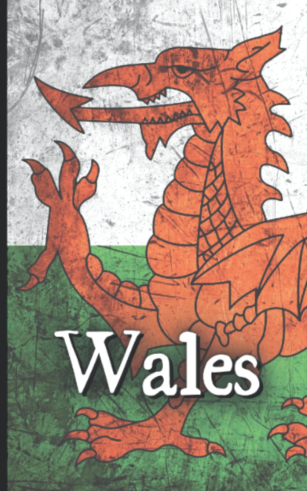 Wales: A Premium Edition colour notebook. Beautifully crafted, welsh themed lined pages. Red Dragon at the foot of each page.