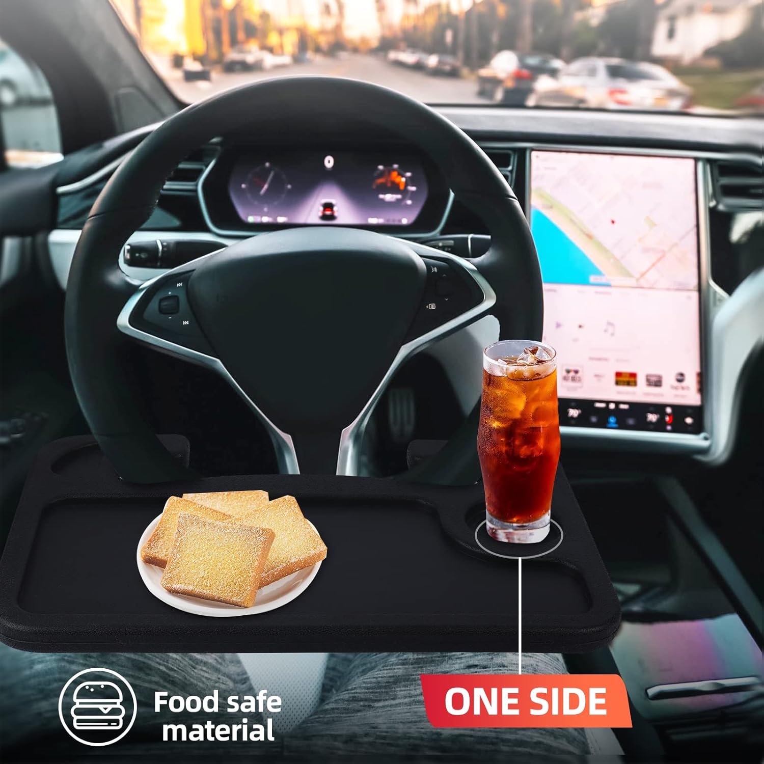 Potomart Car Tray Tables, Multifunctional Car Table Desk,Trading car Eating/Laptop Steering Wheel Desk Black of 1 : Automotive