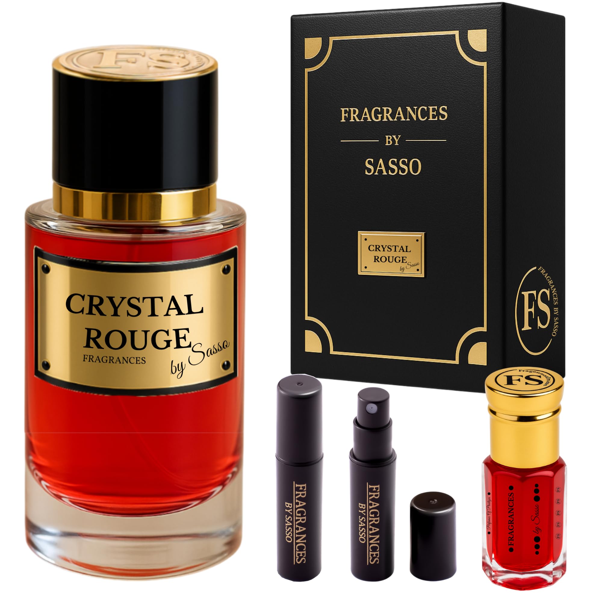 Crystal Rouge Extrait de Parfum 30% Gift Set 50ml Spray 3ml Oil Perfume  Musk Free Samples Long-Lasting, Luxury Magnetic Box