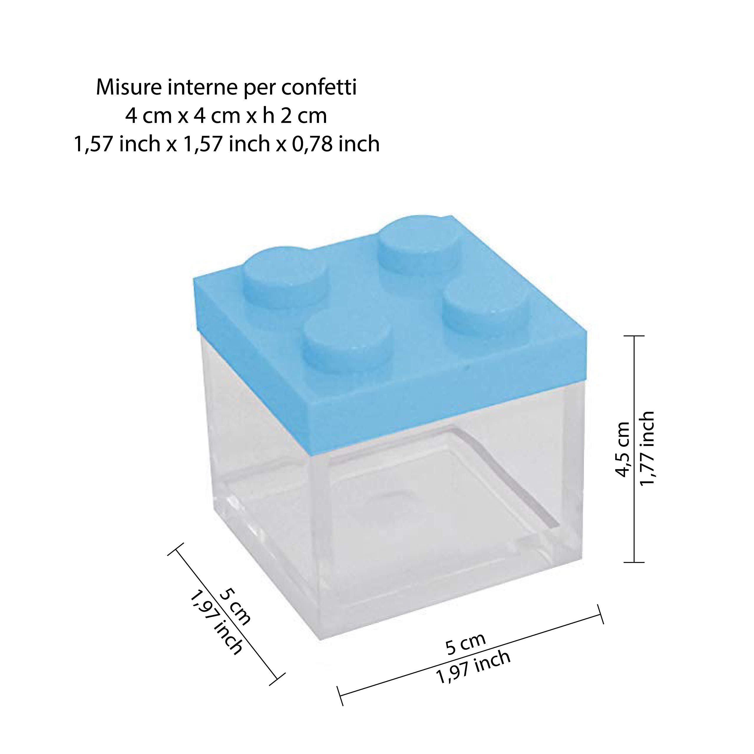 Omada Design caja de plexiglás transparente, formato 5 x 5 x 5 cm, 48 piezas para detalles de boda, confirmación, comunión, bautizo y fiestas de graduación, fabricada en Italia