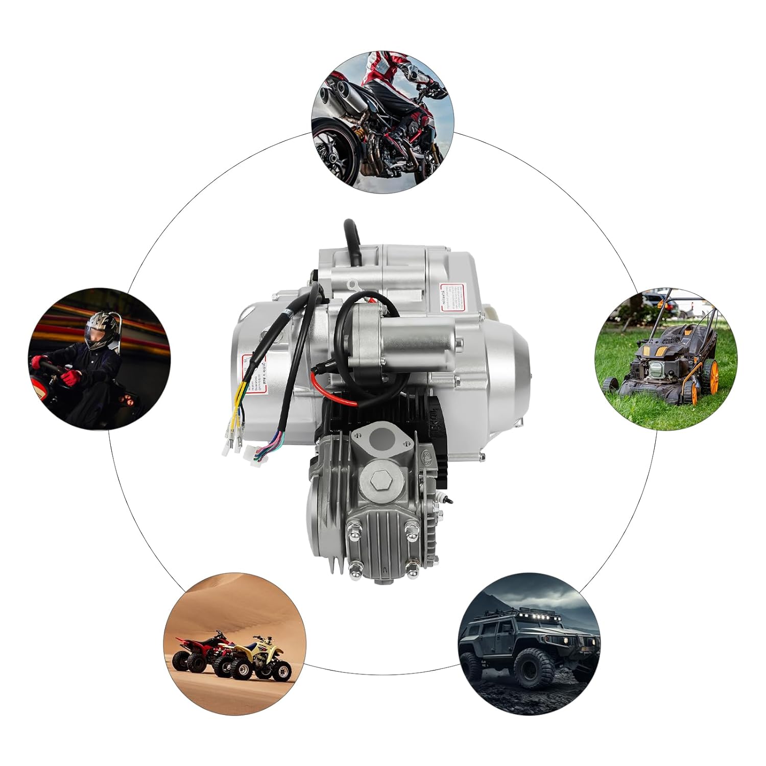 Upgraded Version ATV Engine Motor, 125CC 4-Stroke Semi Auto Engine Air Cooled Single Cylinder with Reverse and 3 Forward Electrical Start for Go Kart ATV Quad Buggy