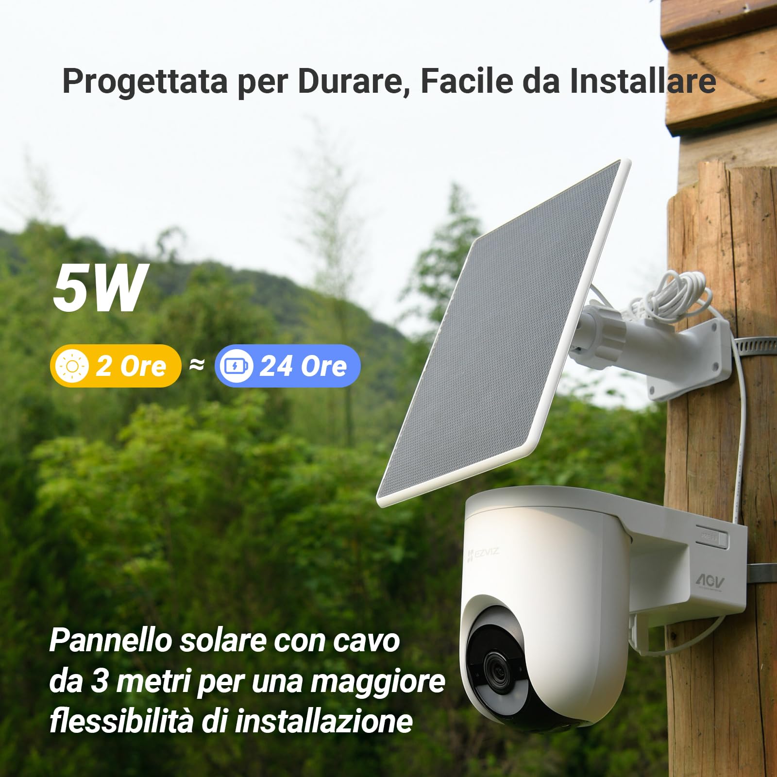 EZVIZ HB8 Lite 4G Telecamera Wi-Fi Esterno Senza Fili con Pannello Solare, Risoluzione 2K+, Scheda SIM Inclusa, Connettività 4G LTE & Wi-Fi 6, Modalità AOV, Rilevamento Umano/Veicoli, PTZ 360°