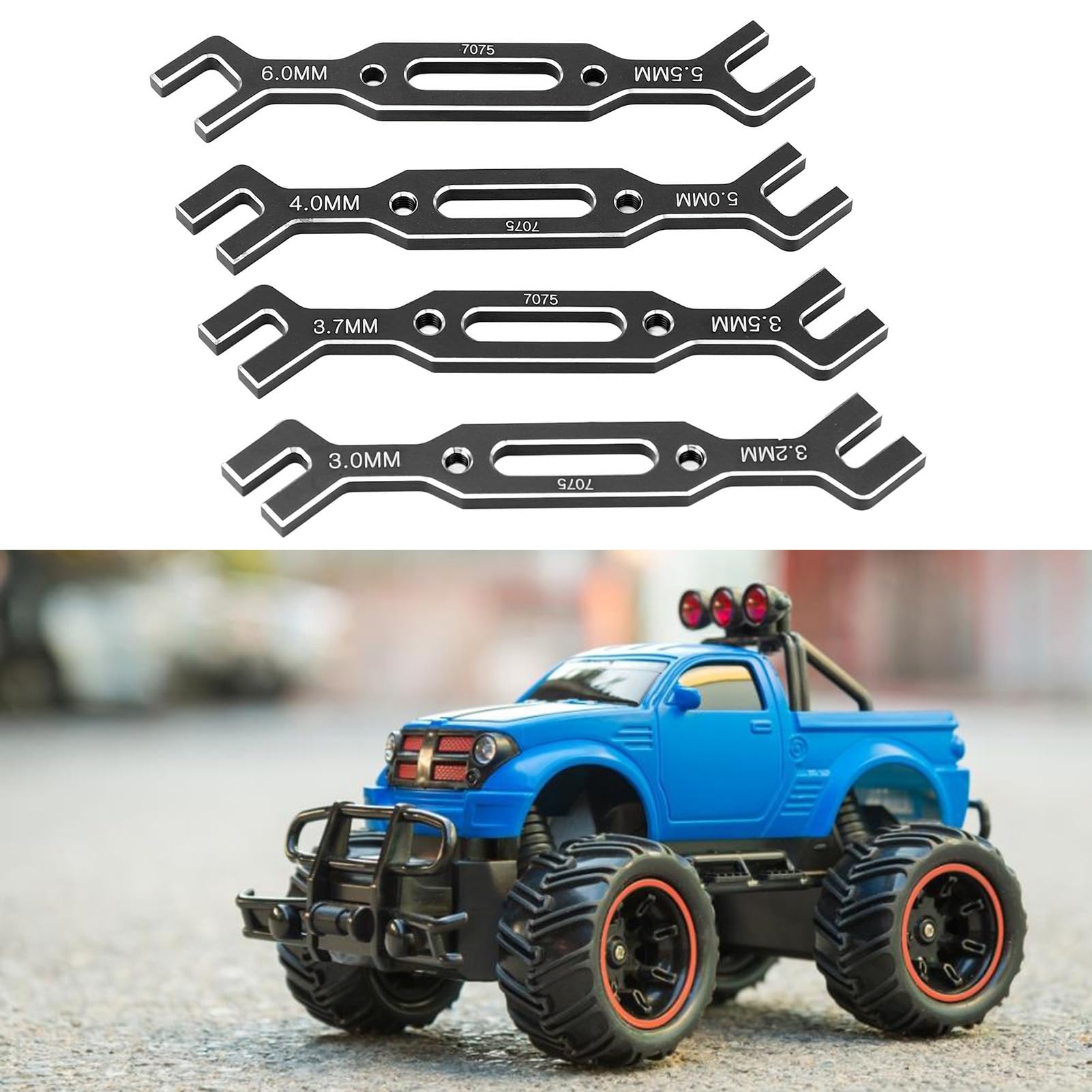 Dilwe Chiave di Regolazione Tirante RC, Strumento per Rimozione Giunto Sferico per Auto RC in Lega di Alluminio per Auto RC Modello 1/10 1/16 3.0mm‑6.0mm (Black)