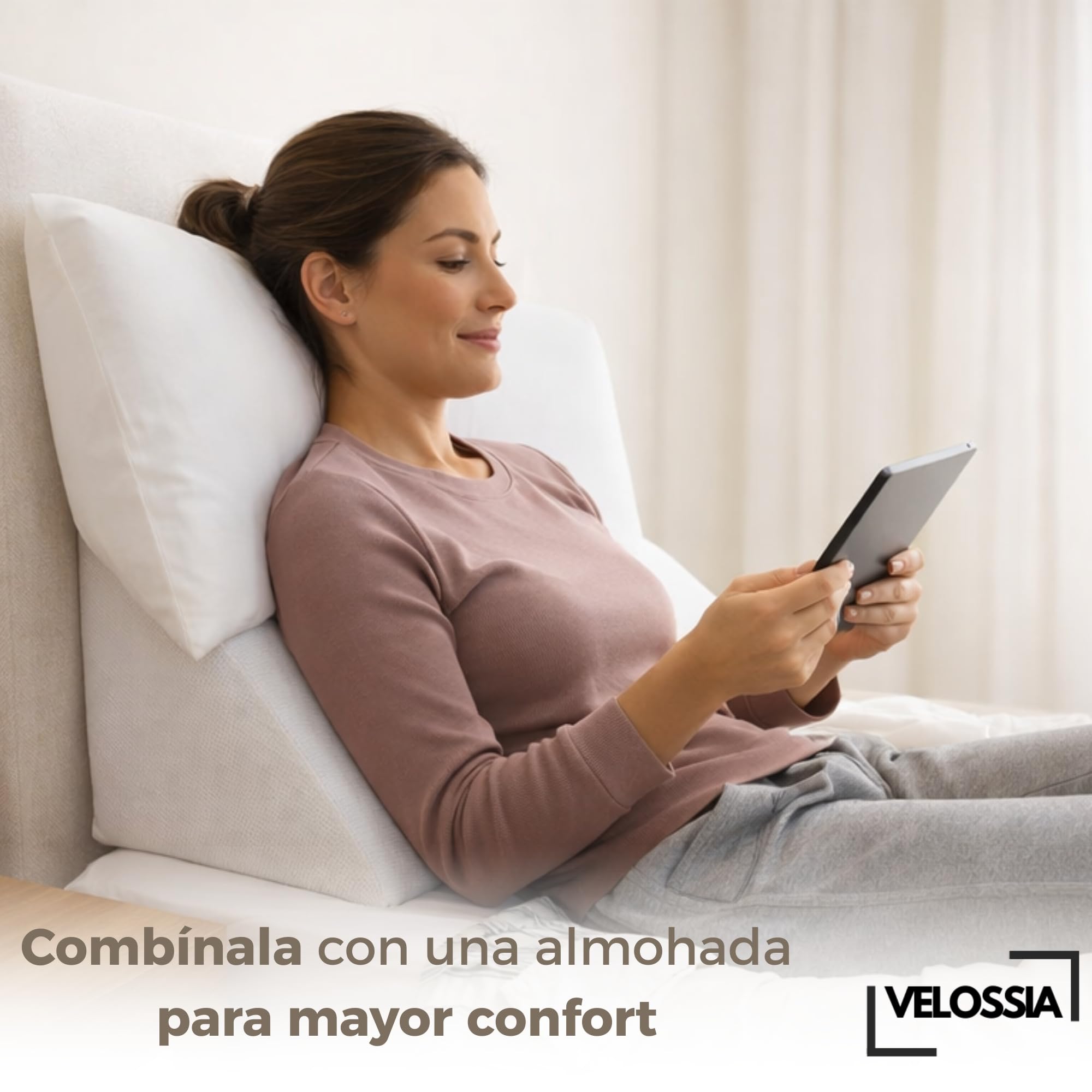 Almohada cuña antireflujo Adulto 30×40×48 cm, cojín Triangular ortopédico para Dormir Elevado, Mejorar la Postura, elevar colchón y piernas, Pillow for Sleeping, Almohadas de Lectura