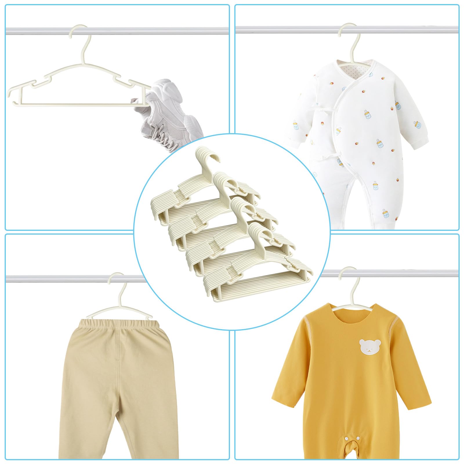 Grucce Appendiabiti Bambini Plastica Durevoli Antiscivolo 28cm Bianco Pack 40