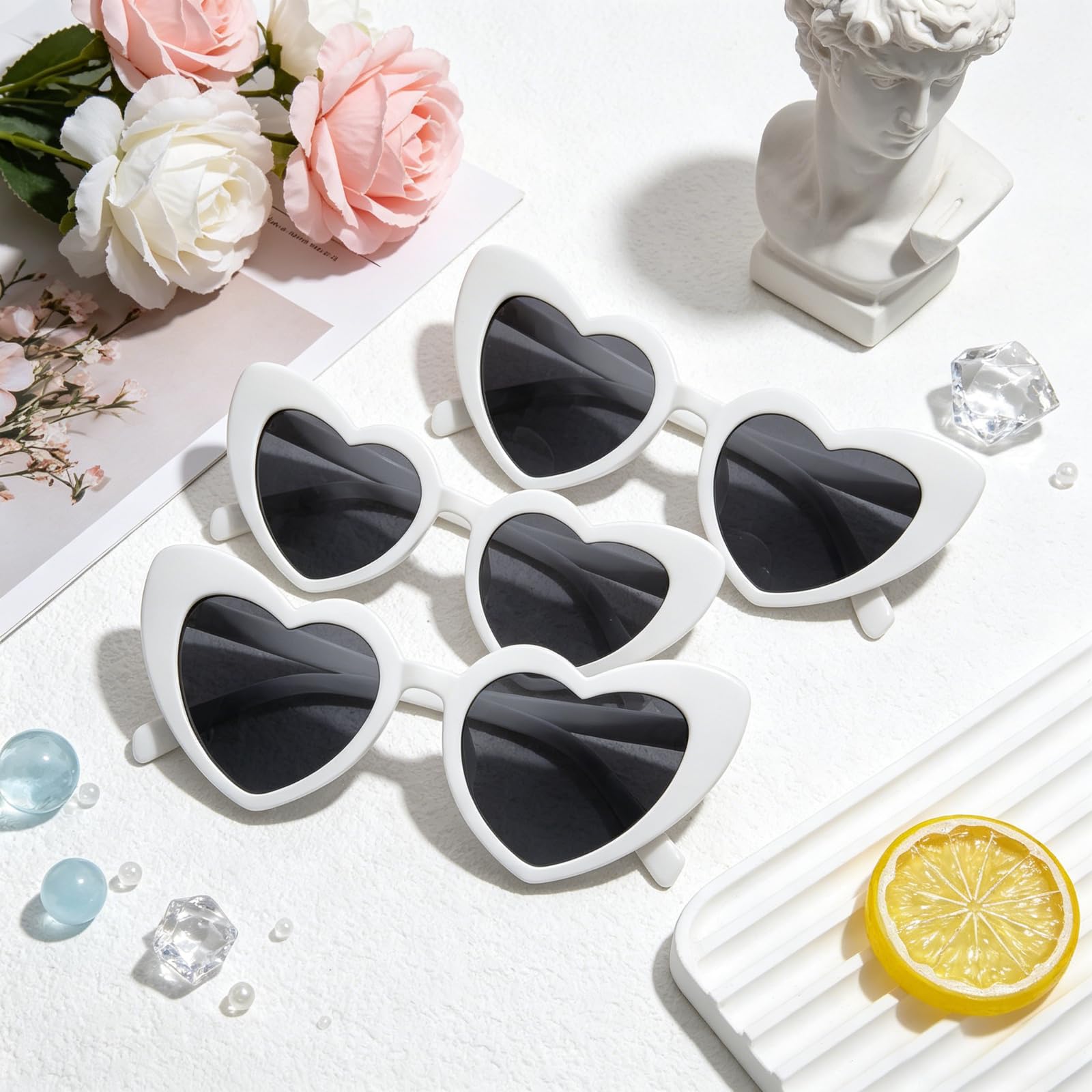 120 paia di occhiali da sole bianchi a forma di cuore, sfusi per matrimoni, addio al nubilato, bomboniere, accessori per cabina fotografica per gli ospiti