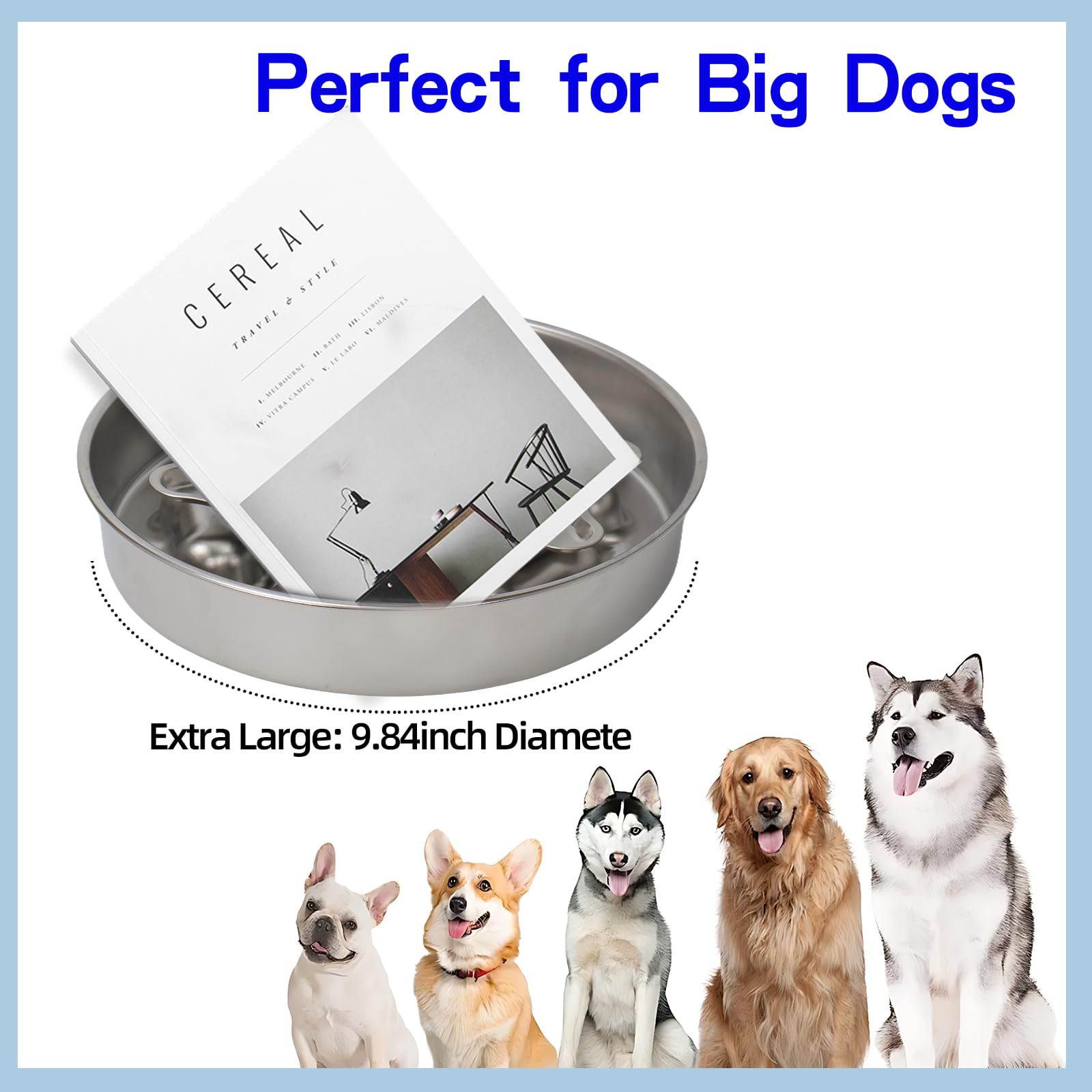Slow Feeder Dog Bowl Stainless Steel - Double-Sided Rotating Puzzle Design, 2 Cup Capacity for Medium & Large Dogs, Anti-Choking, Non-Slip Base, Dishwasher Safe - image 7