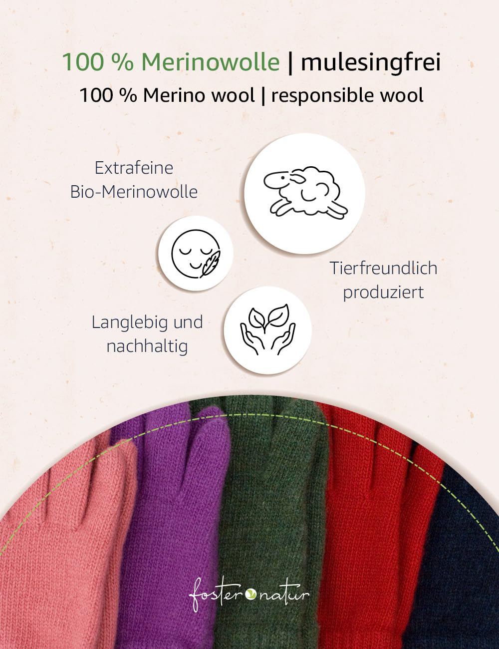 Foster-Natur, Gants en laine mérinos pour enfant