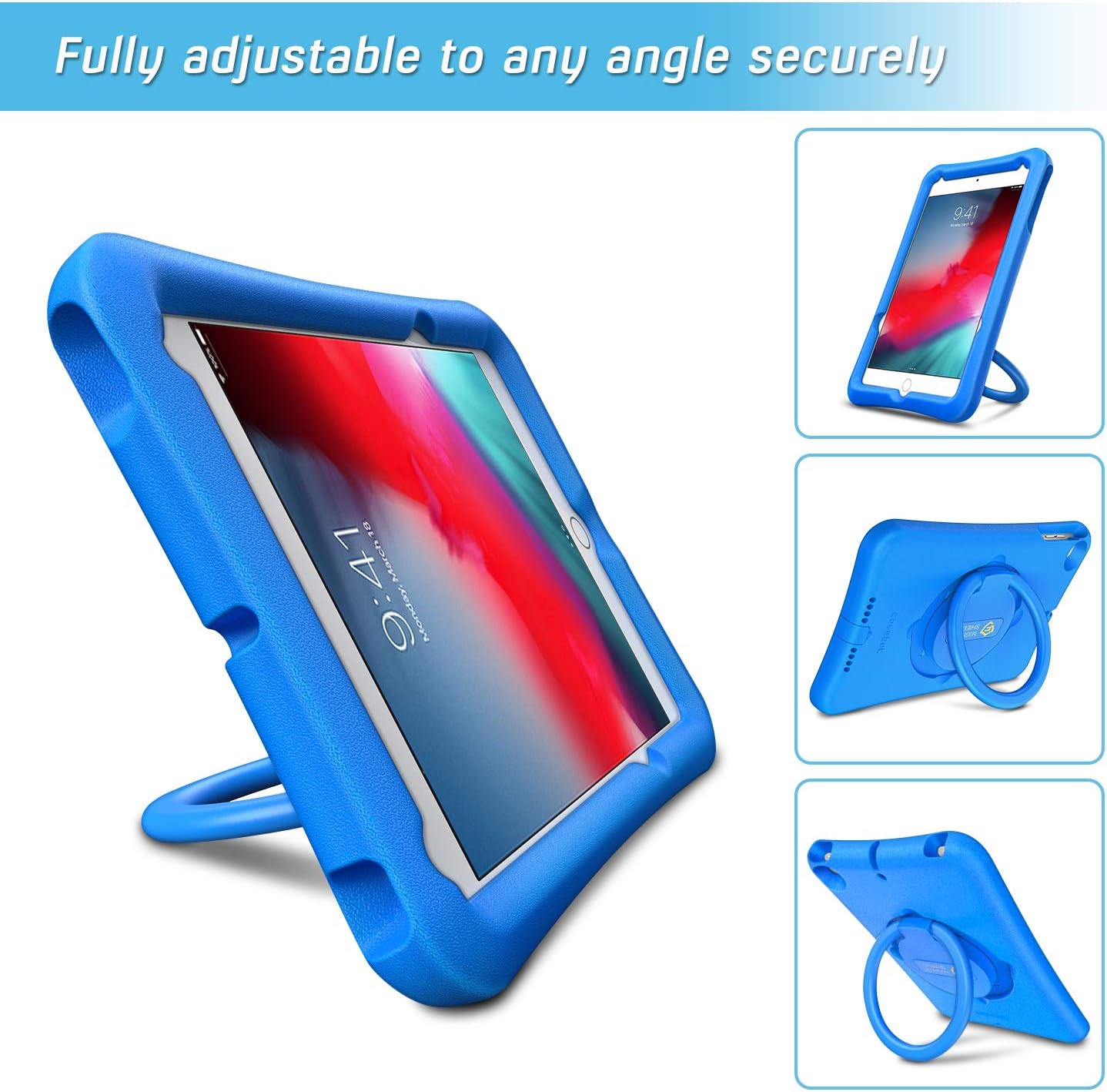 Fintie Case for iPad Mini 5 2019 / iPad Mini 4, [Magic Ring] 360 Rotating Multi-Functional Grip Stand Shockproof Full-Body Rugged Protective Cover for 7.9" New iPad Mini 5 / iPad Mini 4, Blue