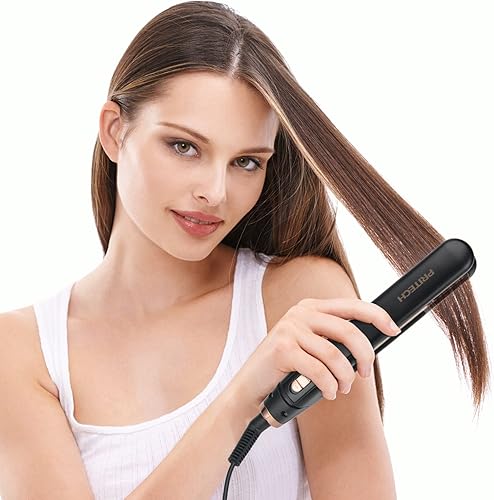 Miniatura 7 de PRITECH Mini plancha de pelo portátil, alisadora con 13 temperaturas ajustables (210F-450F), placa de 1 pulgada para todos los peinados, plancha