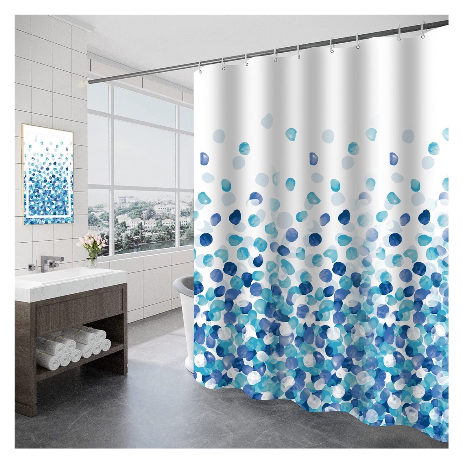 Waterdicht Polyester Bad Gordijn Met Haken Mooie Rode Bloem Douchegordijn Stof Bad Decoratie met Haken 100Wx180Lcm Douchegordijn