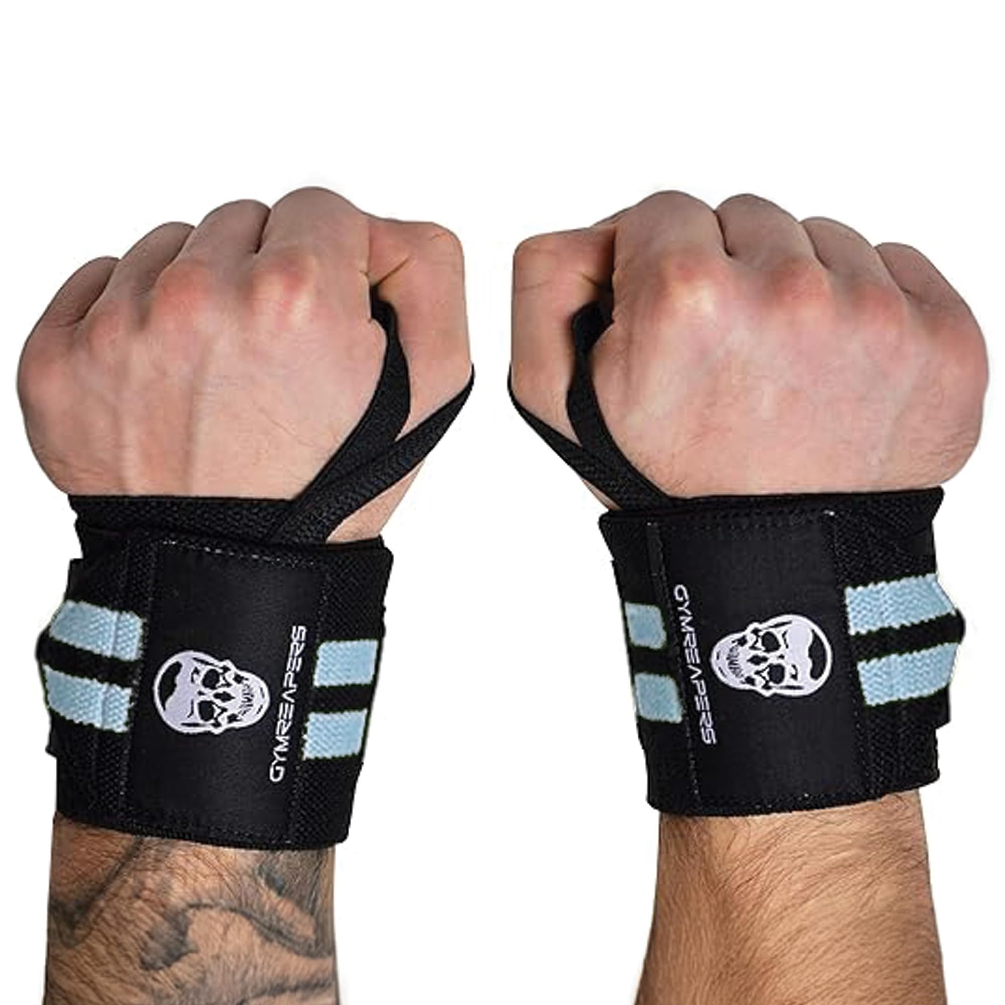 Gymreapers Weightlifting Wrist Wraps (IPF Approved) Professional Quality Wrist Support with Heavy Duty Thumb Loop - Best Wrap for Powerlifting Competition, Strength Training, Bodybuilding
