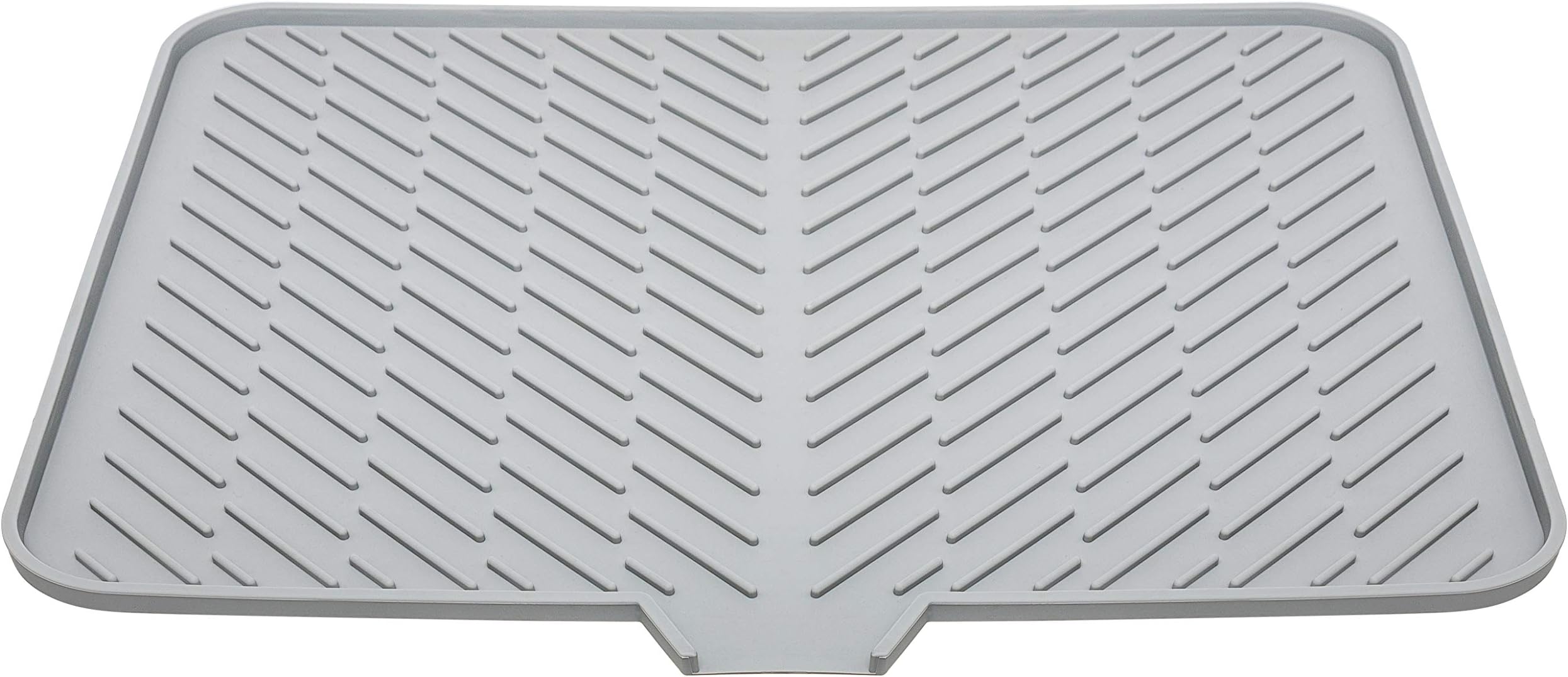 Luxet Silicone Dish Drying Mat with Built-in Drain Lip - Hygienic Drying Pad - Sturdy Compact Easy to Clean Tray Protects Surfaces Prevents Water Build Up - 23 X 17 (Grey)