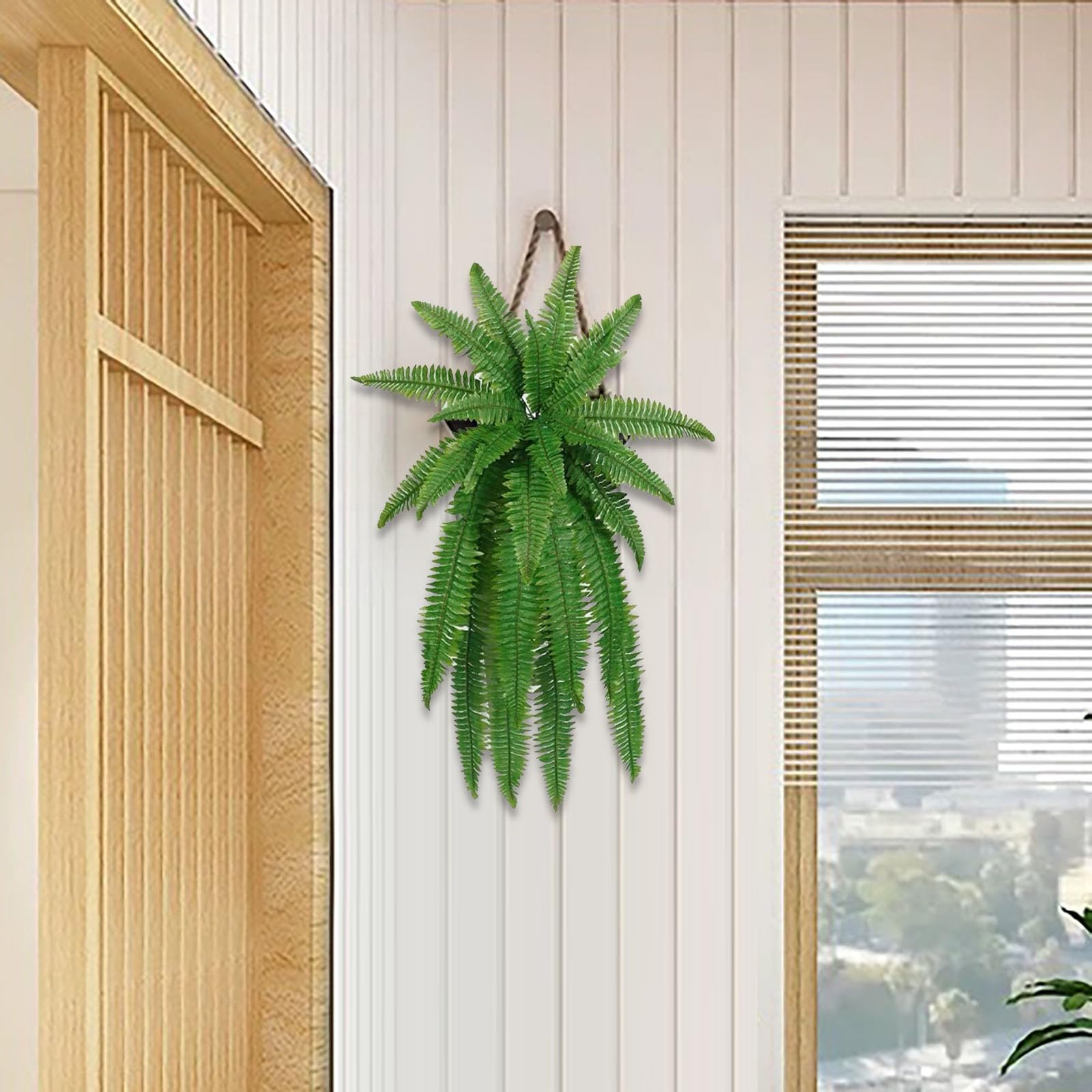 2 Stck Knstliche Farne Auenbereich UV-bestndig - Lebensechte  Kunstpflanzen Mit 28 Blttern Fr Garten & Terrasse