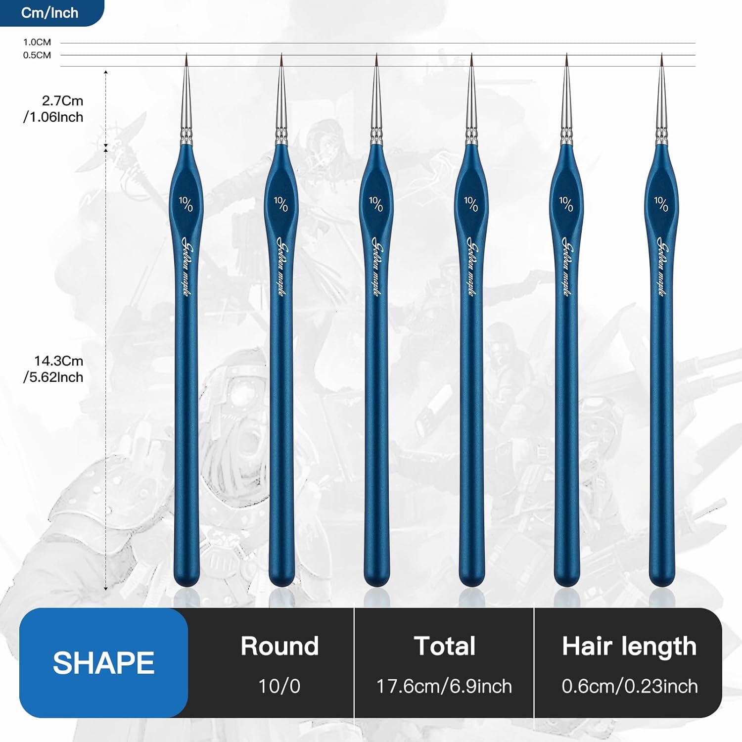 Detail Paint Brushes10/0, Golden Maple 6PC Extra fine Detail Miniature Paint Brush Very Fine Tip Paint Brush Set for Small Scale Models Paint by Numbers for Adults - Acrylic Watercolor Oil, Blue thumbnail