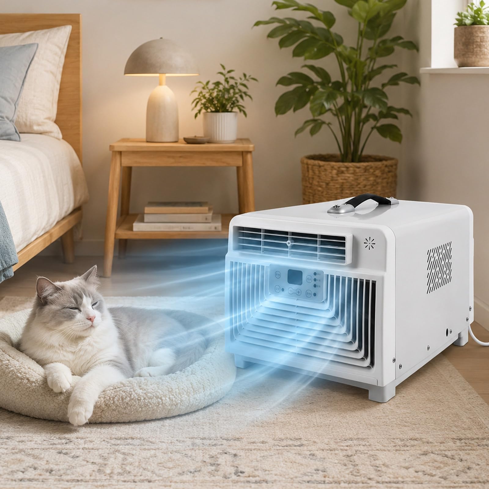 moupeaktain Portable Camping Air Conditioner 220V, 3400 BTU Tent Air Conditioner, 3-in-1 Ac Unit with Remote, 1-12h Timer, Dehumidifier and Fan for Rv, Truck, Van, Tent, Dorm