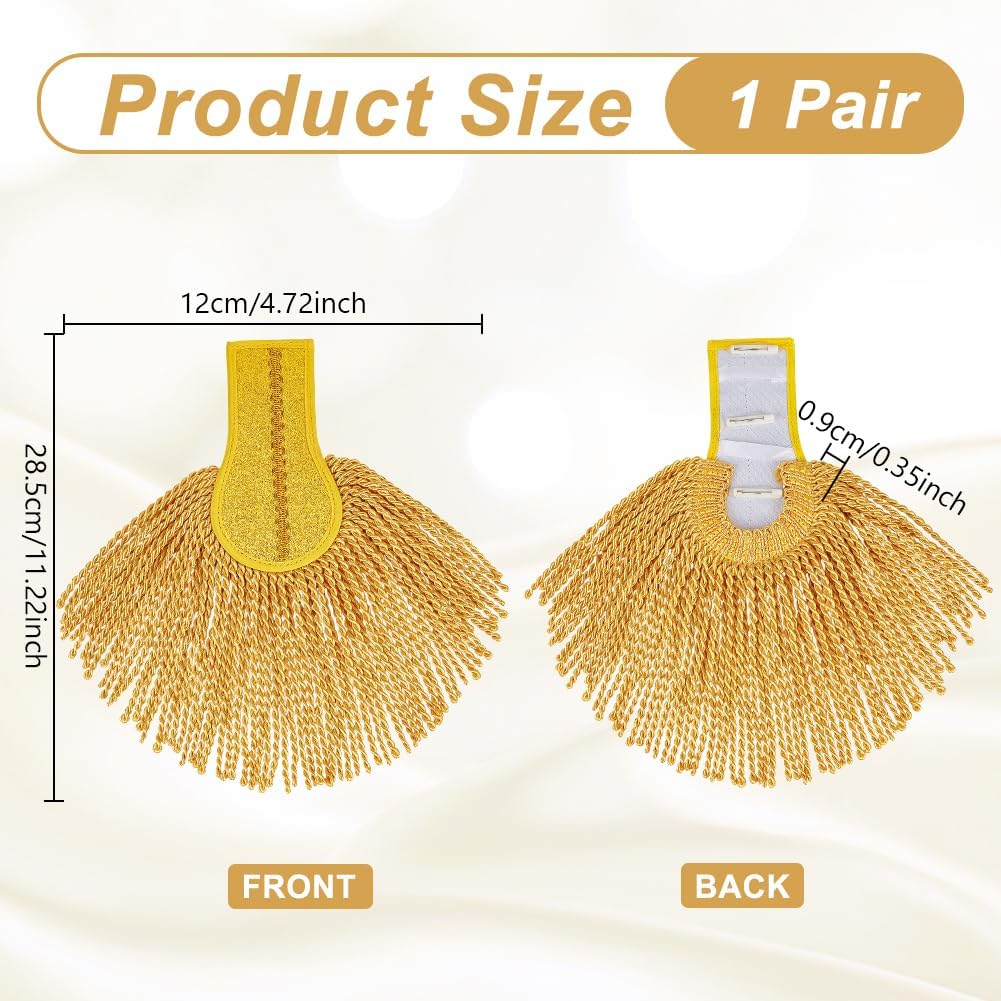 NBEADS 1 Pair Tassel Shoulder Epaulettes, Tassel Shoulder Detachable Cloth Ringmaster Gold Chain Badge Epaulettes with Brooch for Costume Accessories Cosplay Carnival, Gold