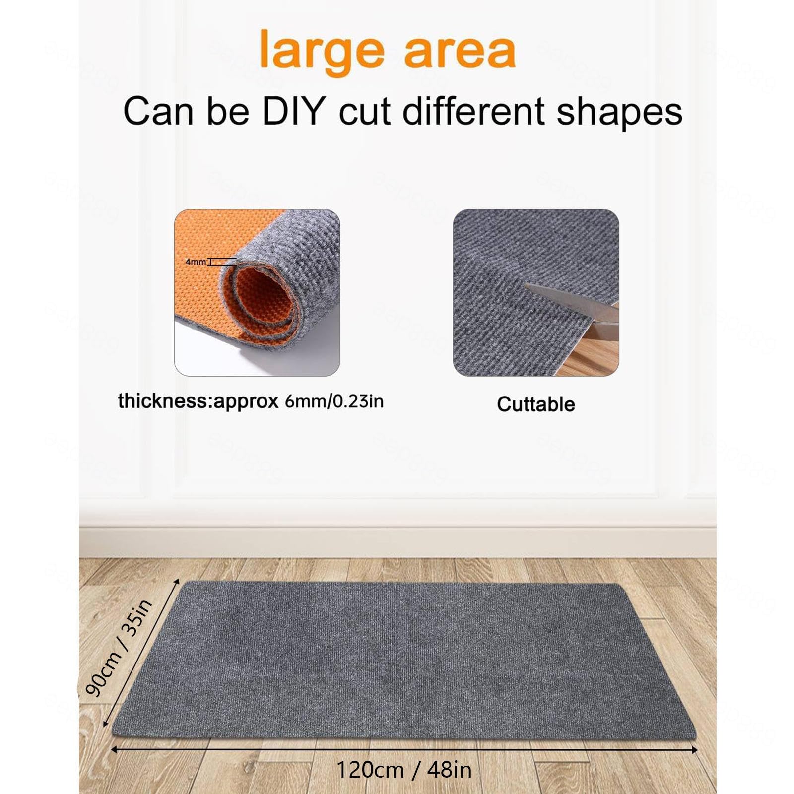 Tapis Bureau Sol Revêtement antidérapant,Matériau Résistant, Tapis Protège Parquet Tapis Chaise Gaming Plusieurs Tailles au Choix,Gray-90×120cm