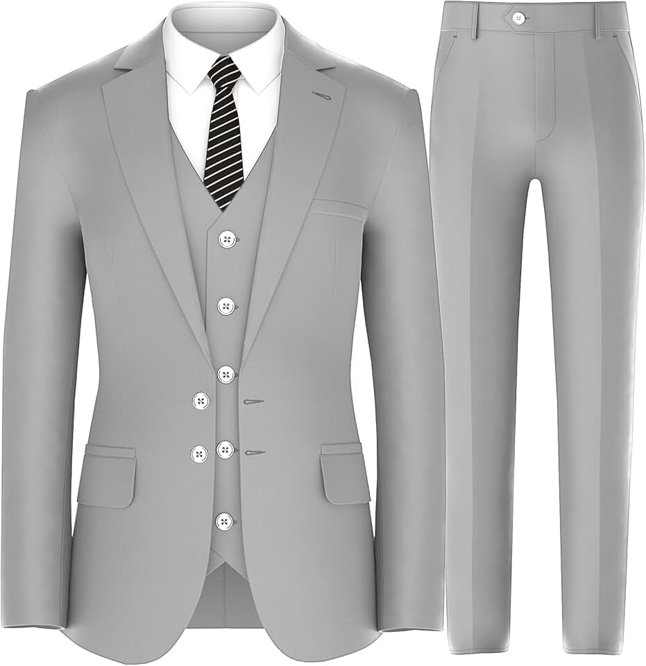 Conjunto de terno masculino – Blazer clássico de 3 peças, jaqueta, colete e calça para negócios, vestido de casamento