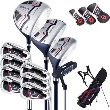 ULTIMATE Mens Complete Golf Club Set Right-Handed, 9/11-Piece Full Set Including 460cc #1 Driver, #3 Fairway Wood, Hybrid, #6, #7, #8, #9, #P Irons, and a Precision Putter