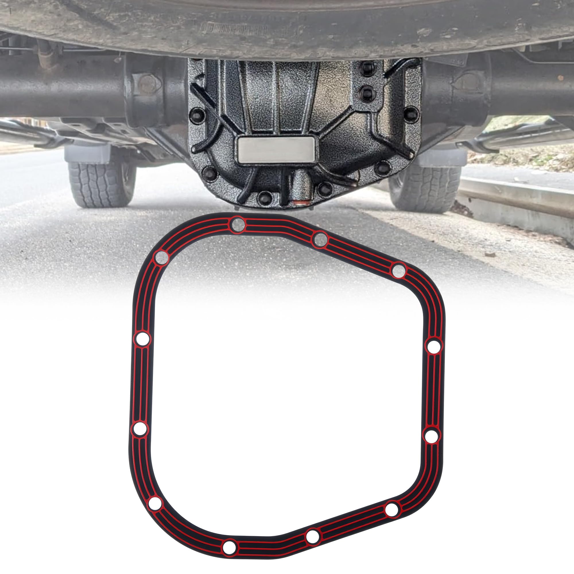 9.75" Differential Cover Gasket Compatible with Ford 9.75" Axle & LLR-F975, Steel Core with Rubber Coated Rear Differential Gasket, Leak Proof, Reusable, Easy Install