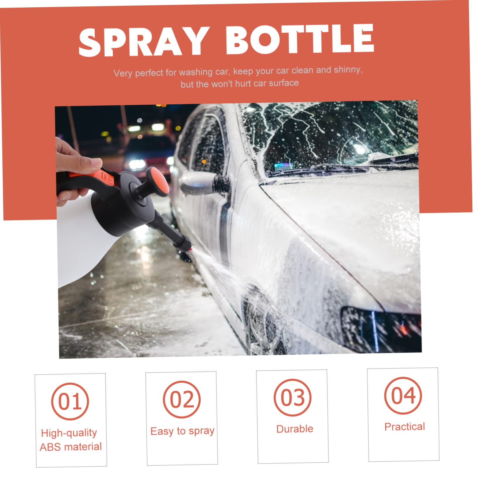 BCOATH Foaming Spray Bottle Car Wash Foam Jug Pressure Sprayer Leak-Proof Design Large Capacity Perfect for Car Washing Window pet Bathing