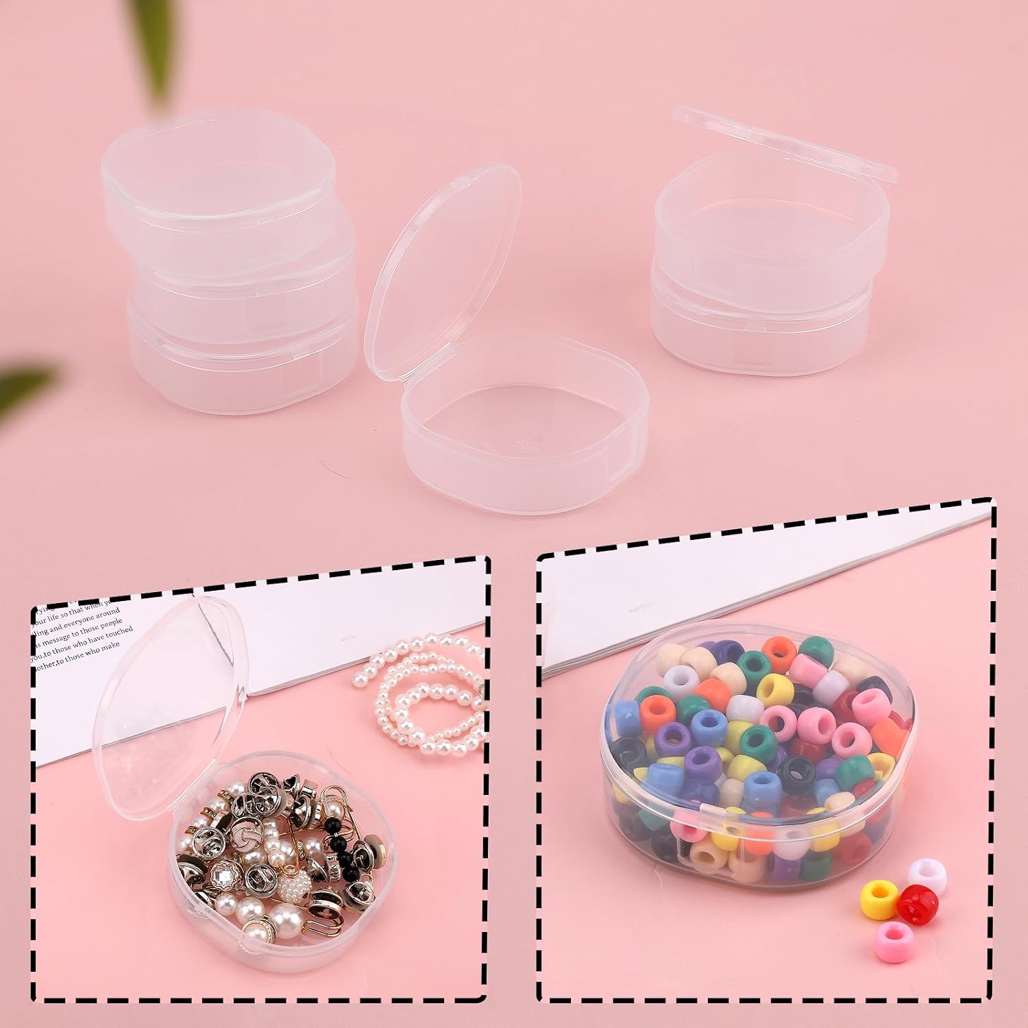 10 Pcs Small Plastic Case, 2.8x2.8x0.9 Inch Mini Plastic Storage Containers Box with Lid, Clear Round Box Organizer for Collecting Small Items, Beads, Jewelry, Cards, Crafts image 5