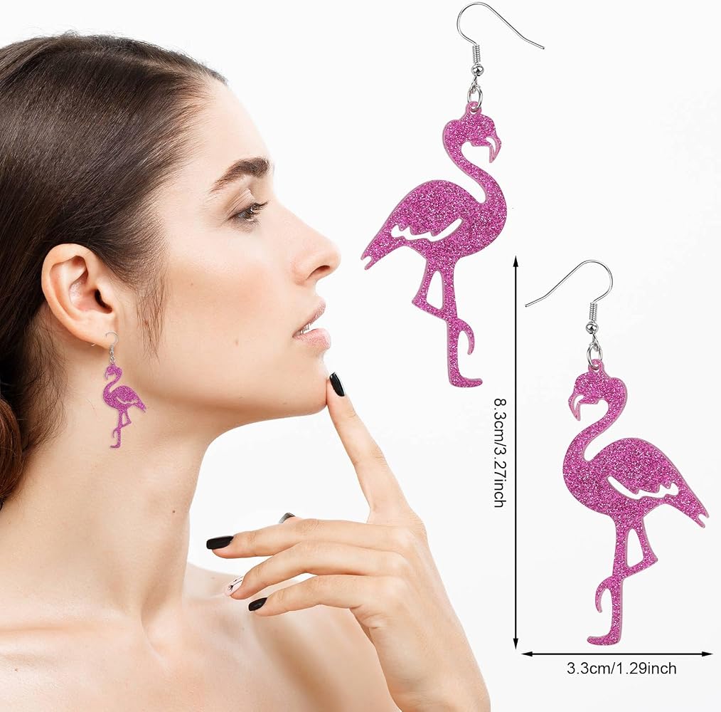 Orecchini a forma di fenicottero in argento sterling: gioielli tropicali in agata rosa - Italia