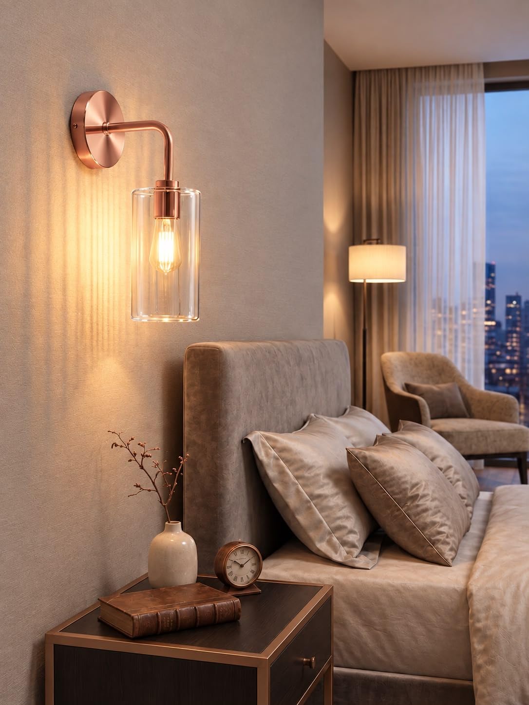 Rose Gold Wall Light - Elegant Crystal Sconce -3