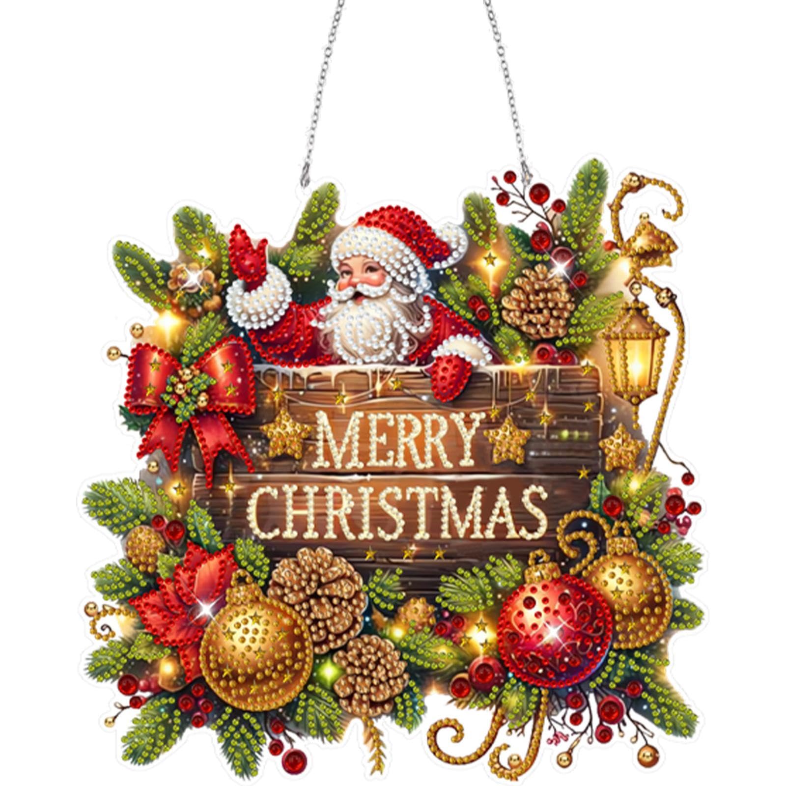 Wooden Special Shaped Christmas Theme Diamond Painting Hanging Ornaments Kit Diamond Painting Hanging Decorations Bedroom Decoration