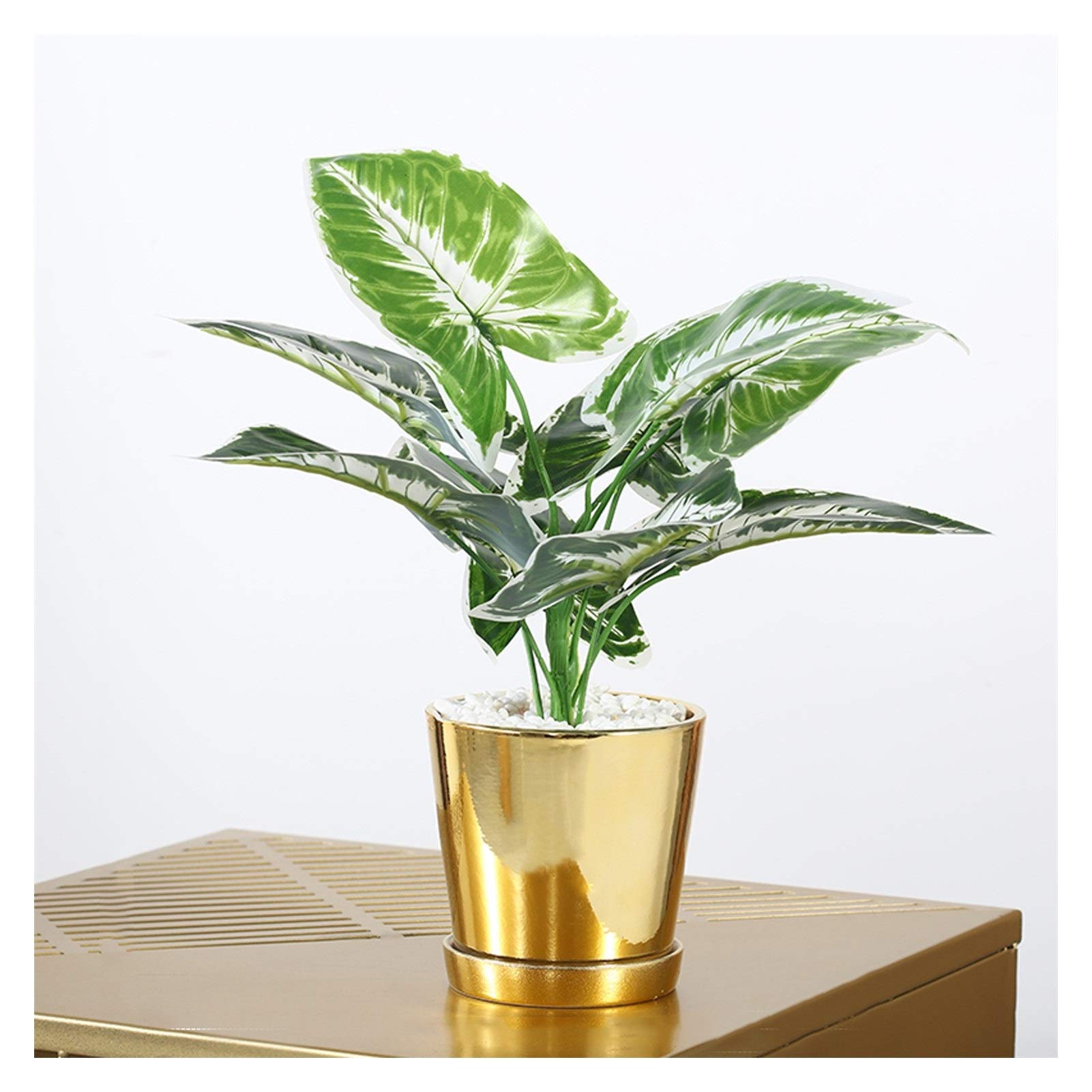 Arbre Monstera Artificiel Haut de Gamme et Son Vase Céramique Doré Chic d'Intérieur