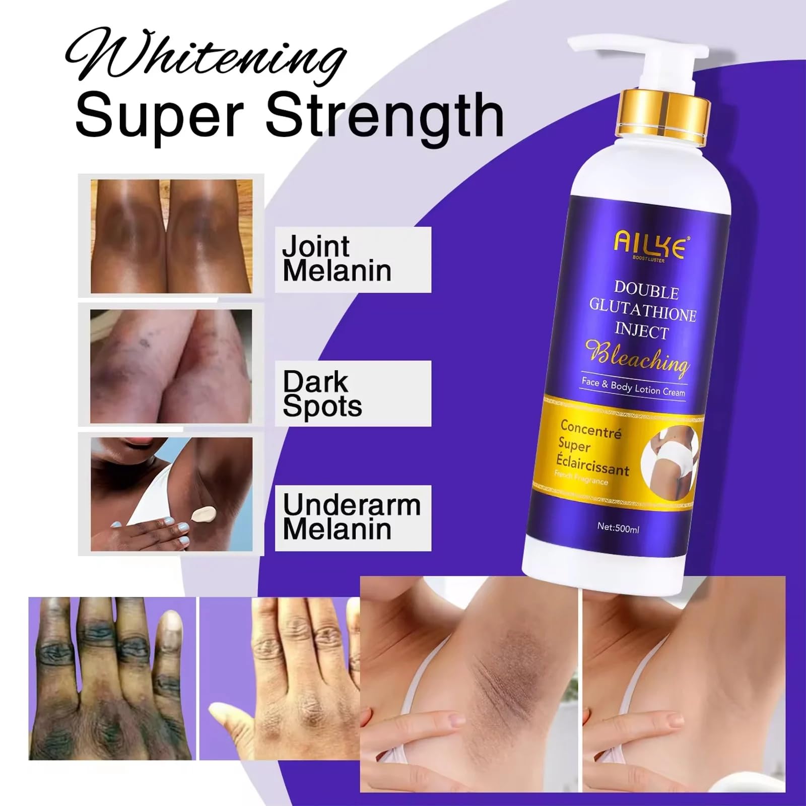 Set di cura della pelle sbiancante al glutathion 5 in 1, crema idratante in profondità, crema antimacchia, riduce la pigmentazione della melanina, illumina il colore, pelle viva