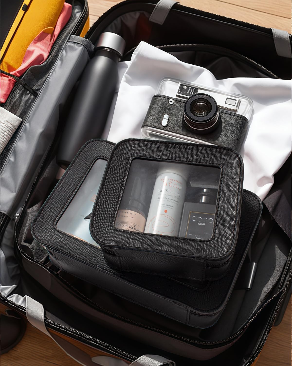 Clear Makeup Bag Set for Women, Travel Black Makeup Pouch Waterproof Cosmetic Bags with Zipper Clear Toiletry Bag for Traveling Small Make up Pouch for Purse Mini Cosmetic Case Car Organizer - Image 7