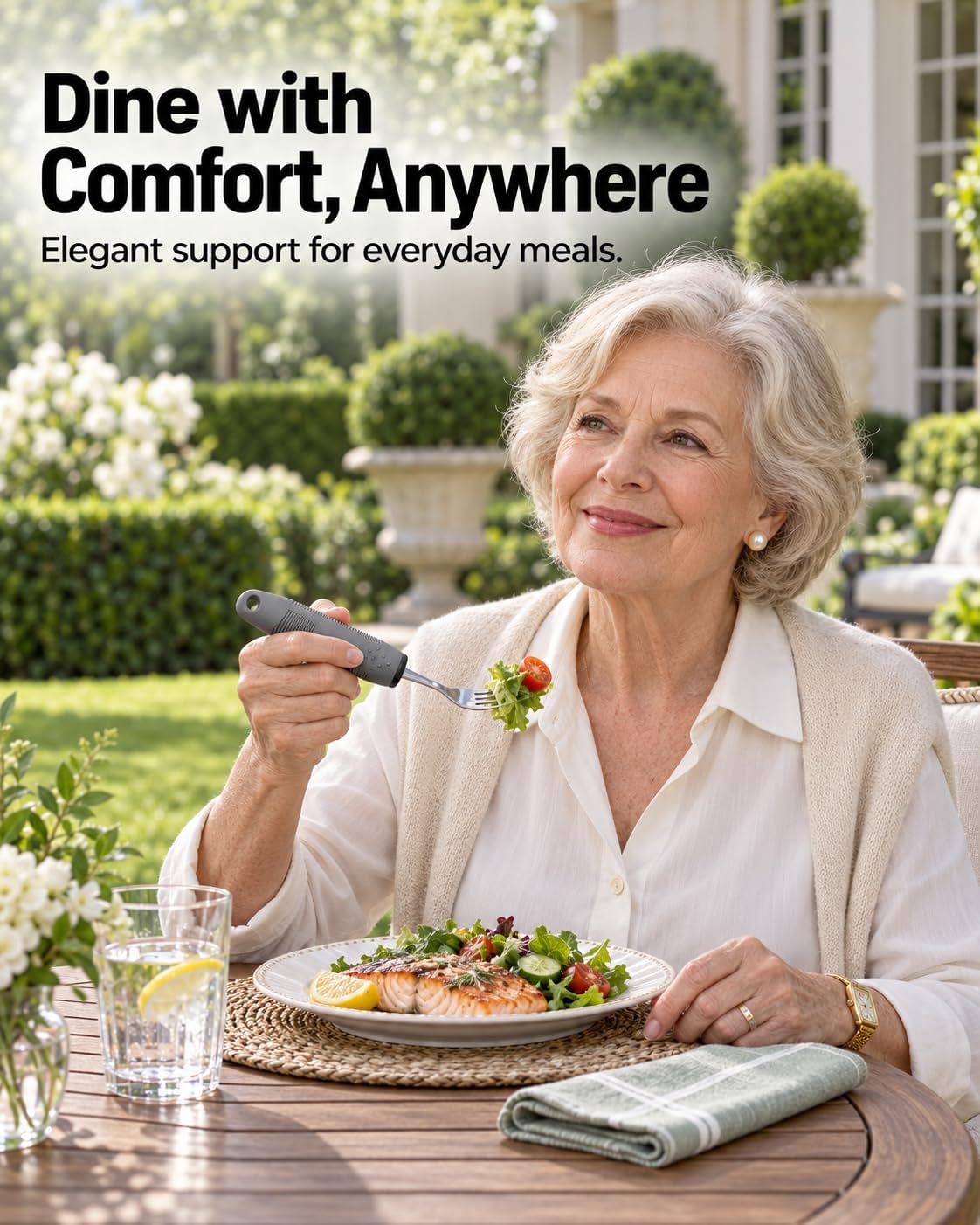 4 Pcs Adaptive Utensils Set for Senior, Tremors, Weak Hand Grip, Parkinsons