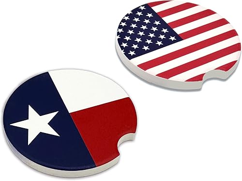 Miniatura 7 de Elektroplate Posavasos de cerámica para automóviles con la bandera de Estados Unidos (2.6 pulgadas de diámetro), ajuste universal para todos los
