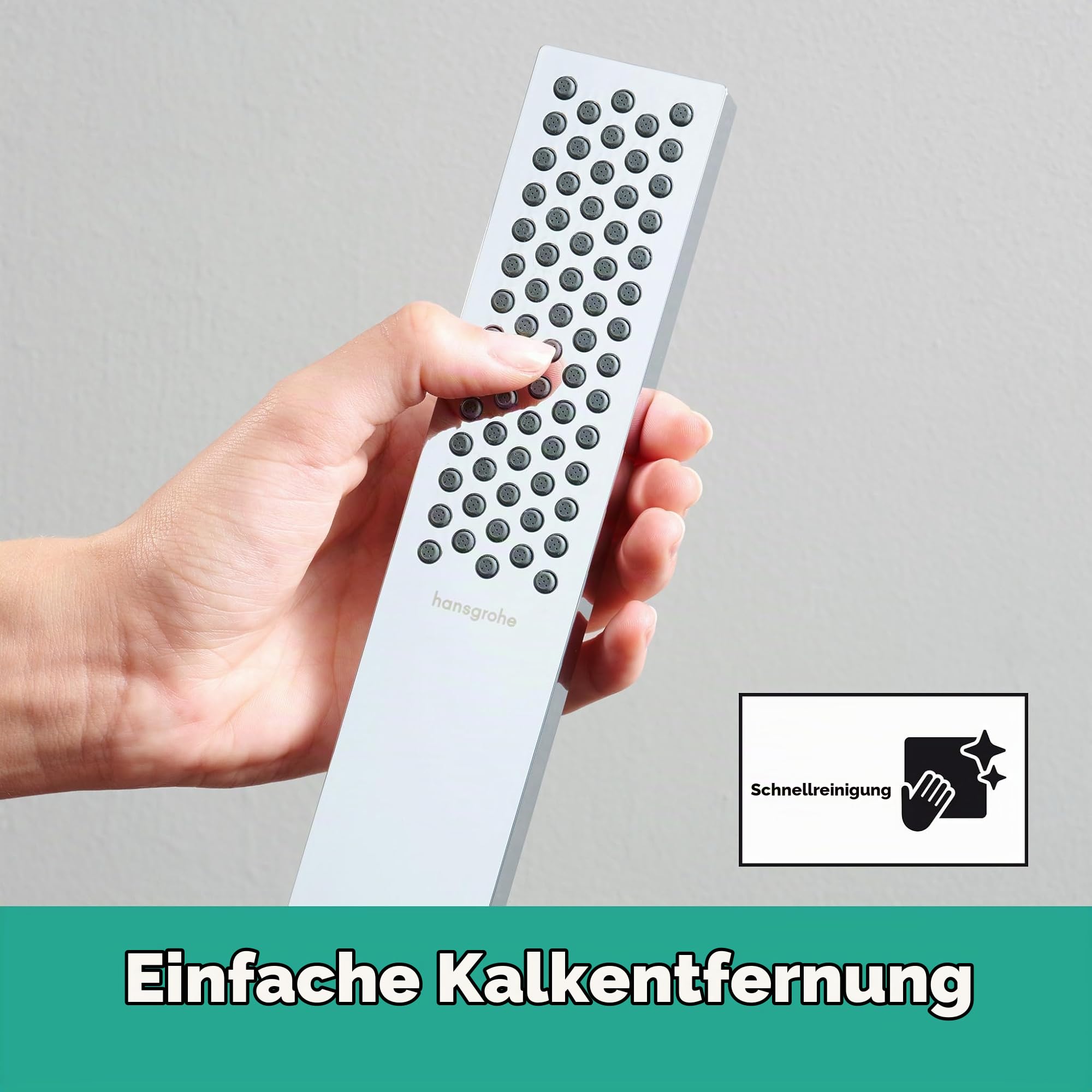 hansgrohe wassersparende Stabhandbrause Pulsify E, Sparduschkopf (EcoSmart), Duschkopf mit 1 Strahlart, Duschbrause, Antikalk-Funktion, Chrom