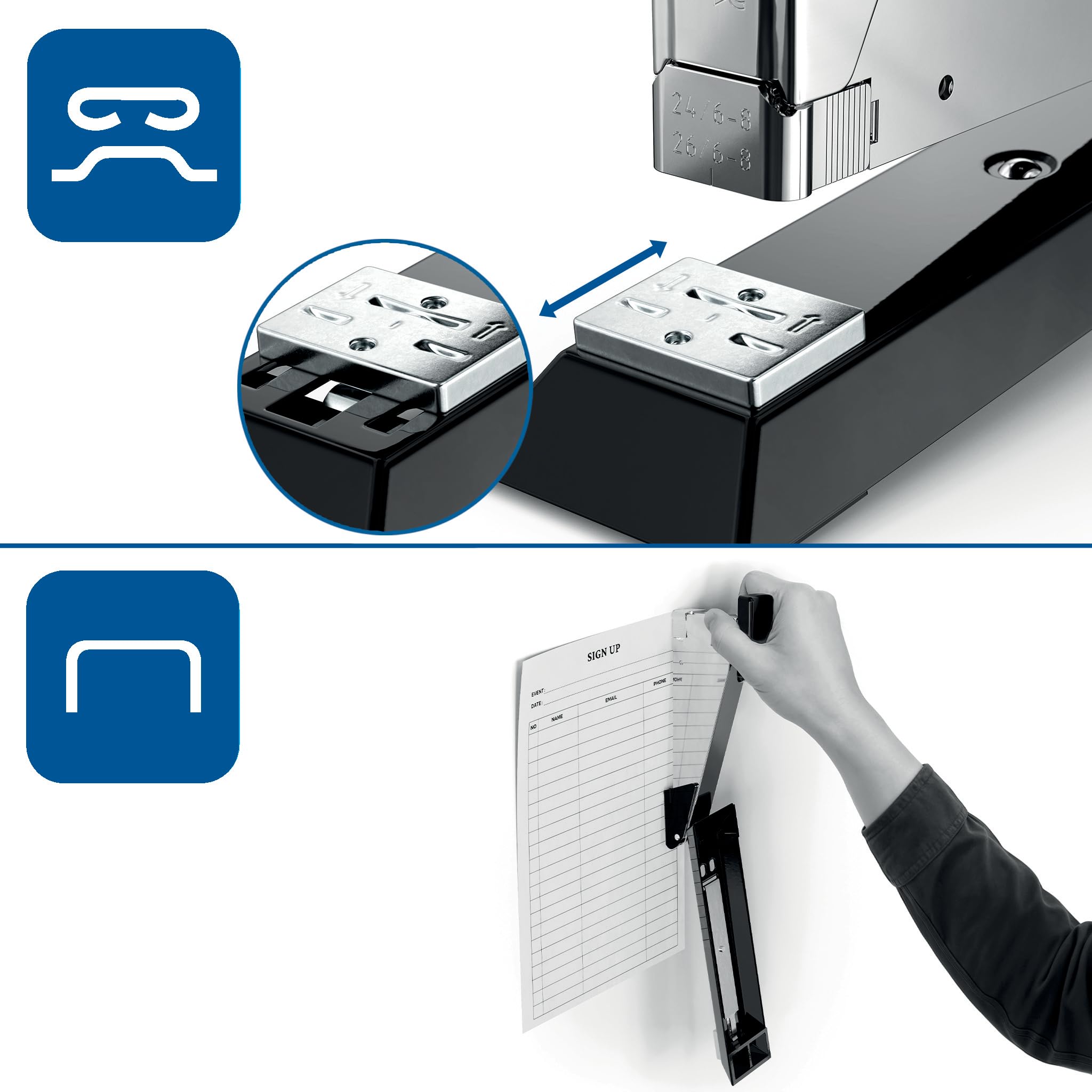Rapid 5000500 - Tenaza Classic K2+ Para Grapas Nº 24 Y Nº 26 (24/6 Y 26/8+), Yunque Ajustable, Carga Frontal, ClimatePartner, Oficina Hogar Escuela, Coco