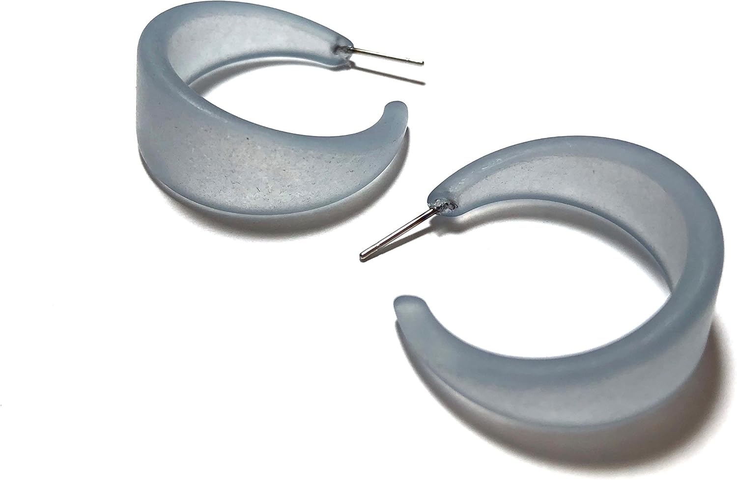 Silver Grey Frosted Large Marilyn Statement Hoop Earrings - MARL-GY-2