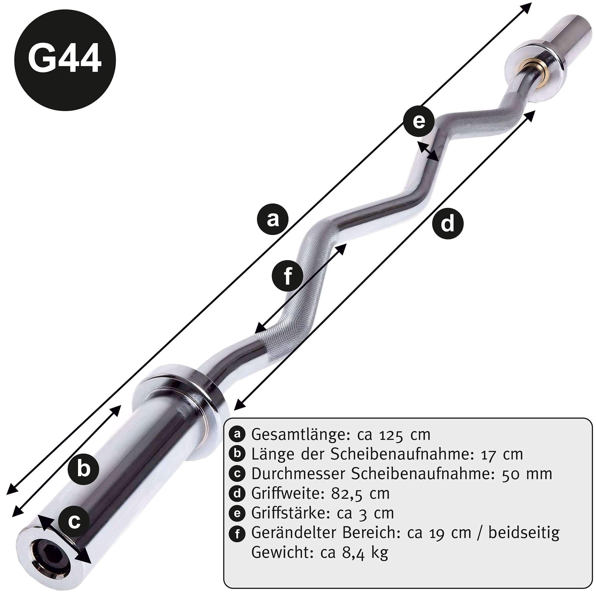 C.P. Sports Olympia Langhantelstange SZ Stange Curlstange Strong 125 cm - 220 cm bis 700 KG belastbar, 50mm Aufnahme - Hantelstange schnellwechsel Klemmverschluß